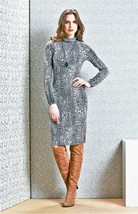 Animal Print Europ EAN Work Dress, Long Sleeves Turtleneck Bodycon Dress S M L Xl - £73.94 GBP