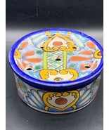 Mexican pottery Soap Dish  5.5”diameter Talavera Style Red Clay Folk art - $15.00