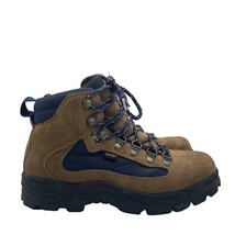 LL Bean Goretex Waterproof Brown Blue Leather Hiking Boots High Youth Kids 5 - £35.60 GBP