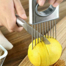 Onion Needle With Cutting Safe Aid Holder Easy Slicer Cutter Tomato Safe Fork Ha - £9.49 GBP