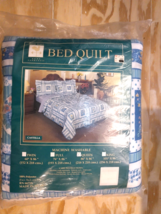 Vtg. High Point Bed Quilt Queen 86&quot; x 86&quot; White Blue Floral Spring RN667... - $24.54