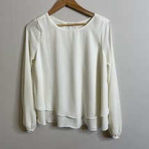 Charming Charlie’s Women’s Blouse Size Small Ivory Layered Long Sleeve P... - £8.87 GBP