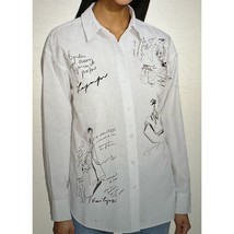 Karl Lagerfeld Paris Cotton Sketch Shirt White Size Medium New - £44.78 GBP