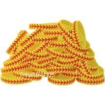 100 Wristbands with SOFTBALL Design Debossed Color Filled Thread Pattern... - £39.65 GBP