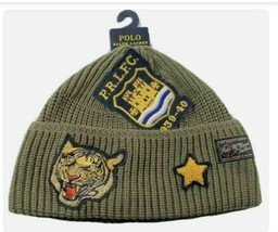 Polo Ralph Lauren Tiger Camo Patch Naval Tailors Knit Beanie Toque Hat NWT - $78.19