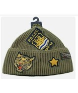 Polo Ralph Lauren Tiger Camo Patch Naval Tailors Knit Beanie Toque Hat NWT - $78.19
