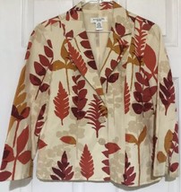 Rafealla Vintage Jacket Blazer PM Orange Cream Palm Vacation Floral Cruise - £16.47 GBP