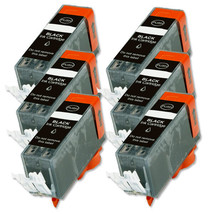 6 Black Printer Ink + Smart Chip For Canon Pgi-220 Mp640 Mx860 Mx870 Mp9... - £16.75 GBP