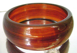 Vintage Lucite Tortoise Bracelet Root Beer Wide Chunky Bangle  - £21.33 GBP