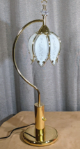 White glass lotus flower vintage style table lamp gold finish base - £65.86 GBP