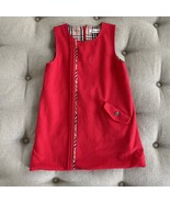 Doe A Dear Little Girls Red Flannel Jumper Dress Nova Plaid Accent 5 - $27.97 CAD