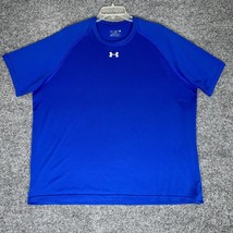 Under Armour Shirt Mens 2XL Blue HeatGear Short Sleeve Stretch Loose XXL... - $11.93