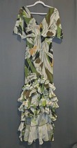 CQ By CQ Green Floral Ruffled Hem Dress Size Medium - $1,061.38 MXN