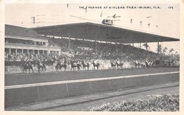 Miami Florida The Parade At Hialeah Horse Racing Park Postcard c1955 - £6.47 GBP