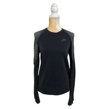 Nike Womens Tech Fleece Crew Sweatshirt Size Xs Extra Small Black Side Zip - £15.02 GBP