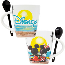Mickey Mouse Disney Sunset Mug With Spoon White - £15.17 GBP