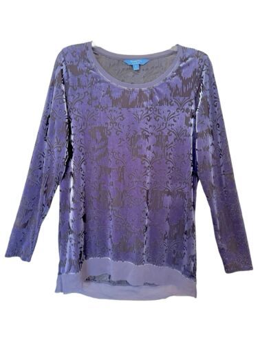 Simply Vera Vera Wang Womens Size M Purple Velvet Burnout Long Sleeve Tu... - $12.95