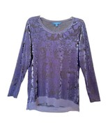 Simply Vera Vera Wang Womens Size M Purple Velvet Burnout Long Sleeve Tu... - €11,28 EUR