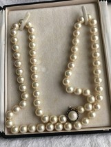 Vintage MAJORICA faux pearls sterling clasp original jewelry case marked... - $116.25