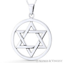 Star of David / Jewish Magen 1.3&quot; Charm in .925 Sterling Silver Necklace Pendant - £26.02 GBP+