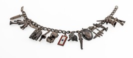 Vintage WWI US Military Sterling Silver Charm Bracelet with 15 Charms - $226.71