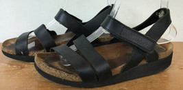 Naot Kayla Wedge Israeli Black Leather Cross Strappy Strap Cork Sandals 7.5 - £29.08 GBP