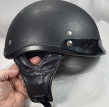 Helmet Matte Flat Black MEDIUM Motorcycle BIKER HELMET Shorty Biker Chopper - $16.34