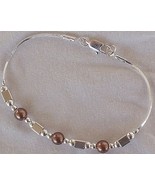 Brown pearls with silver bracelet AB - $495.93 MXN