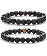 Unisex 8mm Tiger Eye Stone Beads Bracelet Elastic Natural Stone Yoga - £18.84 GBP