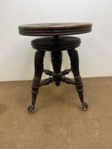 Vintage WOOD PIANO STOOL organ claw foot victorian wooden seat antique b... - $125.00