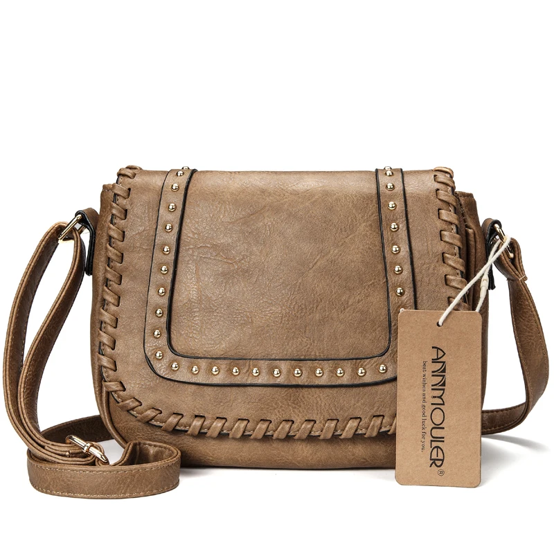 Annmouler Fashion Women Shoulder Bag Pu Leather Crossbody Bag Solid Colo... - £72.84 GBP