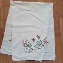 Vintage Table Runner Handmade Embroidery Flowers Strawberries FOR CRAFTING 15x42 - $13.10