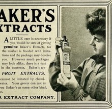 1904 Baker&#39;s Extracts Vanilla Pure Advertisement Baking Ephemera 4.75 x 3.75&quot; - £10.16 GBP