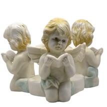 Praying Angels Candle Holder Cherub Kneeling with Book Vintage - $16.99