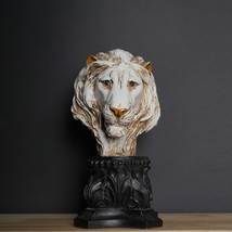 Handcrafted Polyresin Lion Head Sculpture for Timeless Strength - £99.08 GBP
