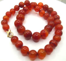 14K Carnelian Agate Amber Necklace 20&quot; - £678.38 GBP