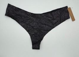 SKIMS Kim Kardashian Free Cut Thong Panty Onyx Foil Black PN-THG-0852 Wo... - $11.75