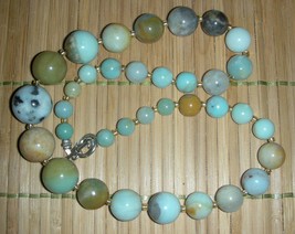 Genuine Gradual Amazonite Gem Beads Necklace - £27.53 GBP