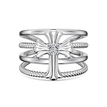 Exquisite 925 Sterling Silver Rhodium 18K Gold Plated Multiple Layer Twisted Cro - £26.37 GBP