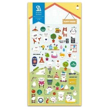 CUTE FLUFFY HOUSE STICKERS Cartoon Sheep Fun Paper Sticker Sheet Craft S... - $2.49