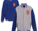 New Mens Mets 2-tone Reversible Fleece Jacket Baseball - Gray/Royal Blue - $89.90