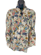 Lauren Conrad Size XXL Tie Neck Tunic Top Floral Sheer Whimsigoth Flowy ... - $17.51