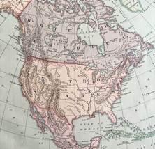 1879 Political Map North America Victorian Harpers Geography 1st Edition... - $69.99