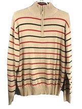 True Rock Men’s L 1/4 Zip Pullover Sweater Striped Kurt Cobain Nirvana Grunge - £13.87 GBP