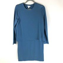 PureJill J Jill Luxe Tencel Dress Faux Twinset Shift Stretch Teal Blue Size XS - £34.34 GBP