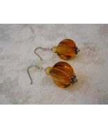 Earrings: Butterscotch Yellow Stacked Glass Beads &amp; Sterling Silver - £11.85 GBP