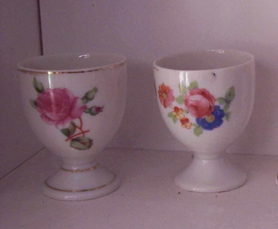  * 2  Egg  Holders Cups Flower Japan Vintage - $27.93