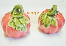 Orange Ceramic Pumpkins Salt and Pepper Shakers - £8.96 GBP