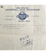 Universal Films Exchange 1914 WW2 Era Invoice Center Theater Maine DWEE3... - $743.95 MXN