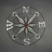 Distressed Compass Rose Metal Wall Hanging 24 Inch - £46.64 GBP